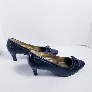 SOFT STYLE HIGH HEEL DARK BLUE TONE BLACK WITH BOW SIZE 7